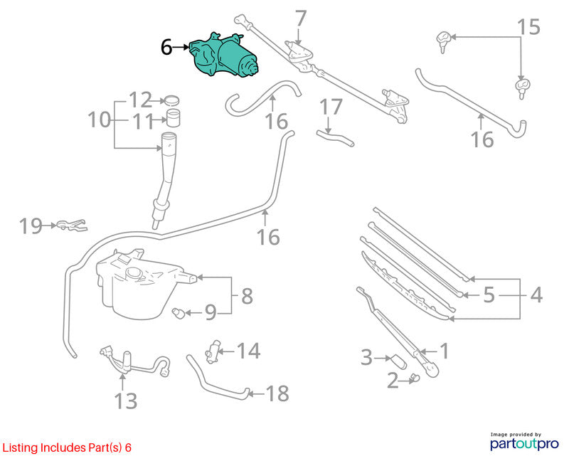 2000-2006 Toyota Tundra Wiper Motor Front OEM#851100C020