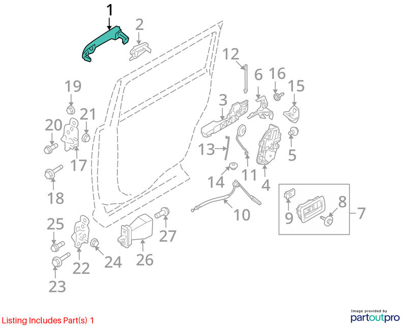 2009-2012 Ford Flex Right Rear Outside Door Handle OEM#8A8Z7422404AA