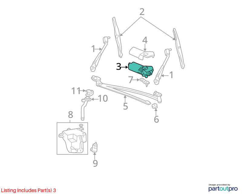 1995-2004 Ford Van E250 Wiper Motor Front OEM#6C2Z17508AARM