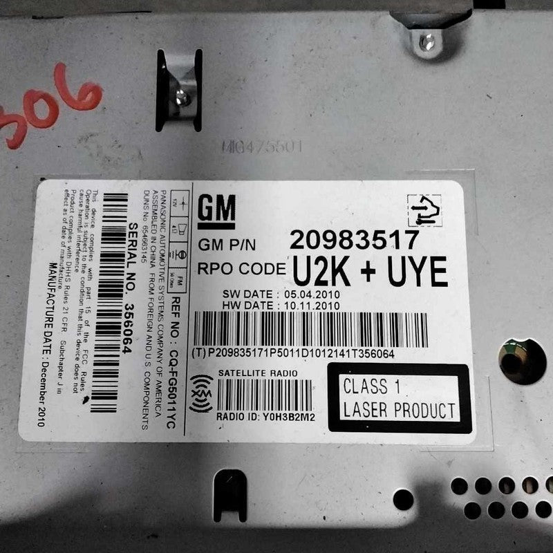 Audio & Visual Equip.(radio) CHEVY EQUINOX 11 12