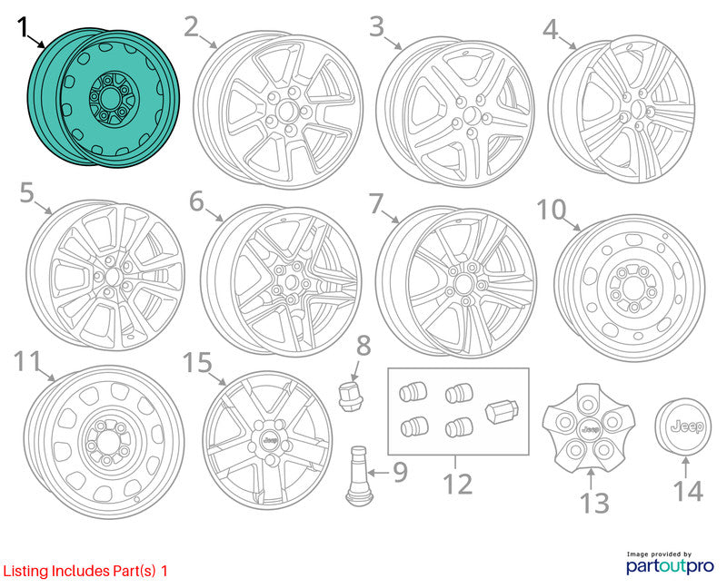 2007-2017 Jeep Patriot Wheel OEM#YX87S4AAA
