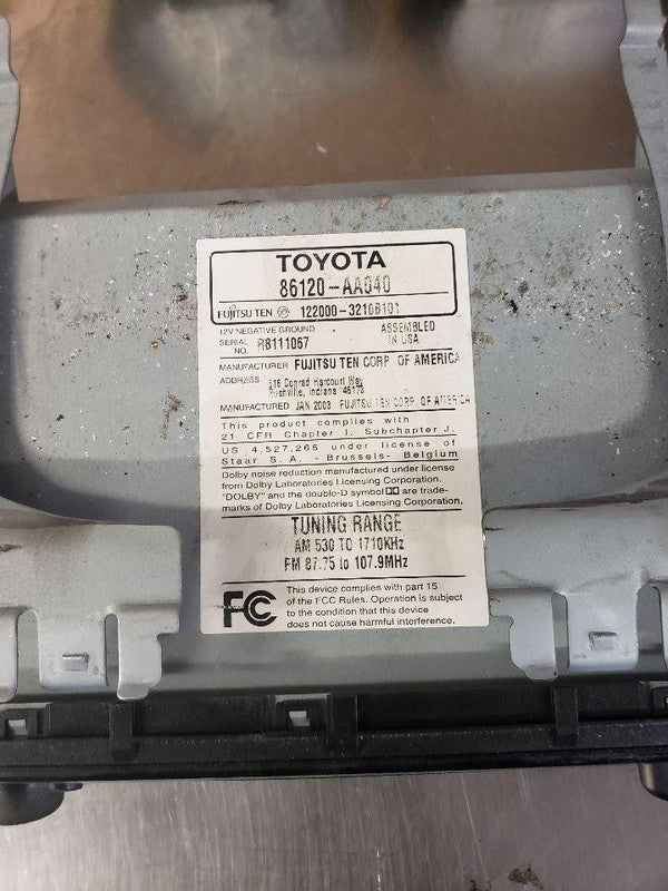 Audio & Visual Equip.(radio) TOYOTA CAMRY 02 03 04