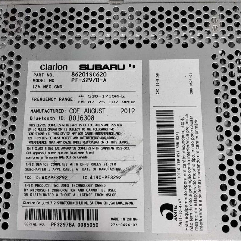 2013 Subaru Forester Audio & Visual Equip.(radio) OEM#86201SC620