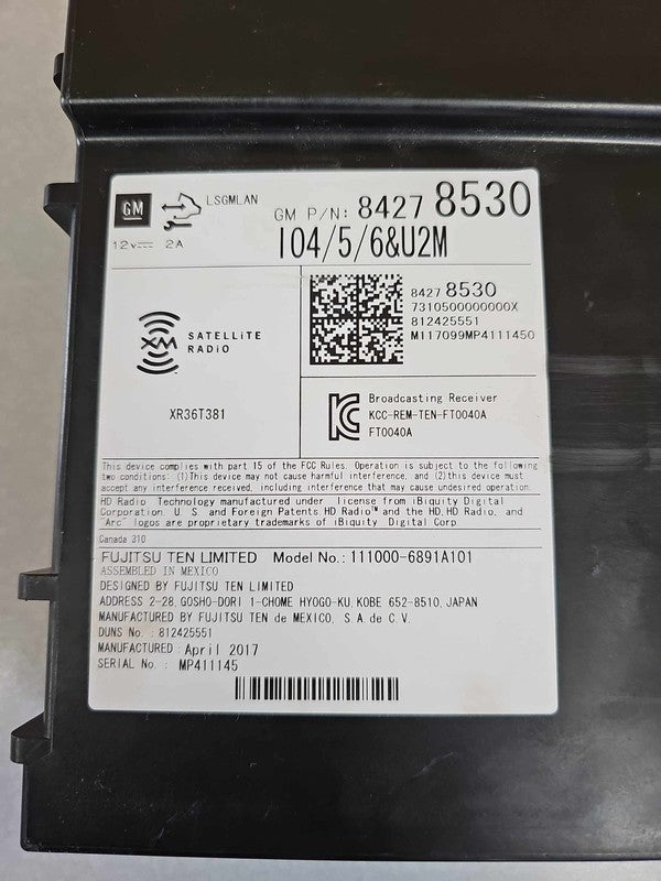 2017-2018 GMC Sierra 1500 Audio & Visual Equip.(radio) OEM#84278530