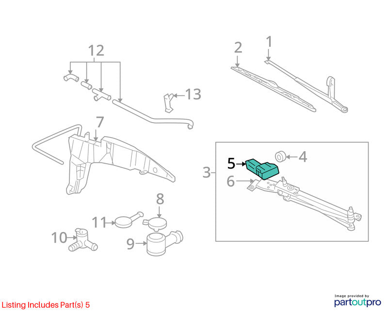 2000-2007 Ford Focus Wiper Motor Front OEM#6S4Z17V508AA