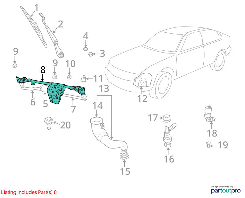 Wiper Trans. Linkage SAAB 900 & TURBO 94 95 96 97 98