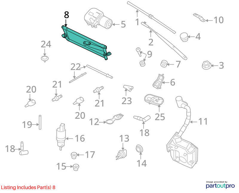 Wiper Trans. Linkage JETTA EXCEPT GLI 05 06 07 08 09 10 11 12 13 14