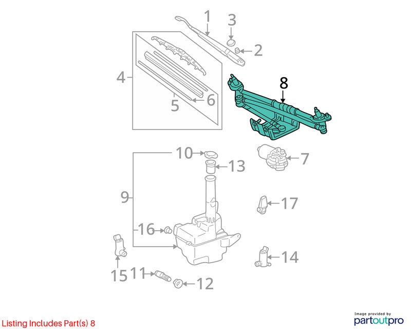Wiper Trans. Linkage TOYOTA SIENNA 98 99 00 01 02 03