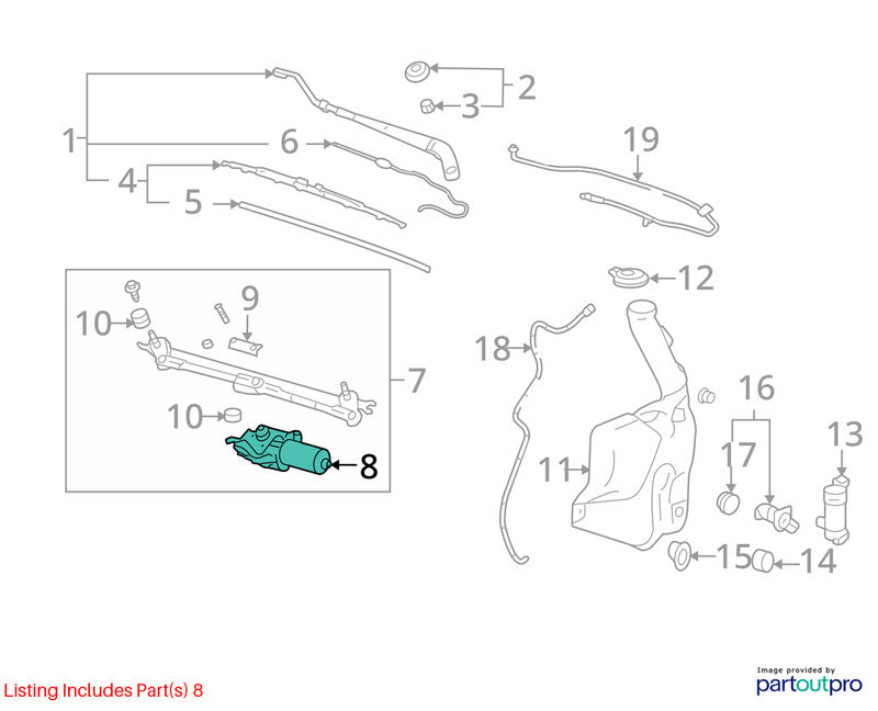 2004-2008 Chevrolet Malibu Wiper Motor Front OEM#22675750