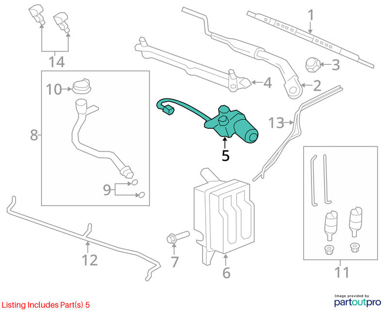 2012-2015 Chevrolet Captiva Wiper Motor Front OEM#20829042