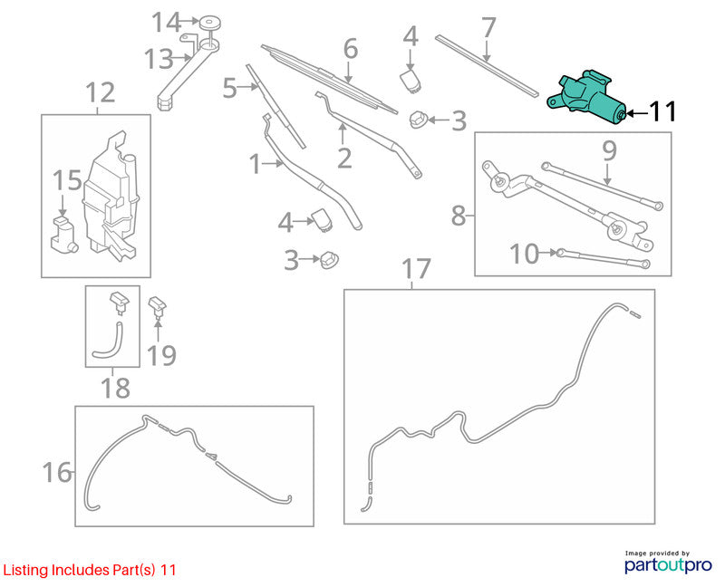 2008-2015 Rogue Except Sport Wiper Motor Front OEM#28810JM00A
