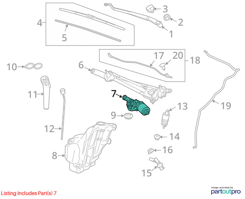 2011-2017 Buick Regal Wiper Motor Front OEM#39057204