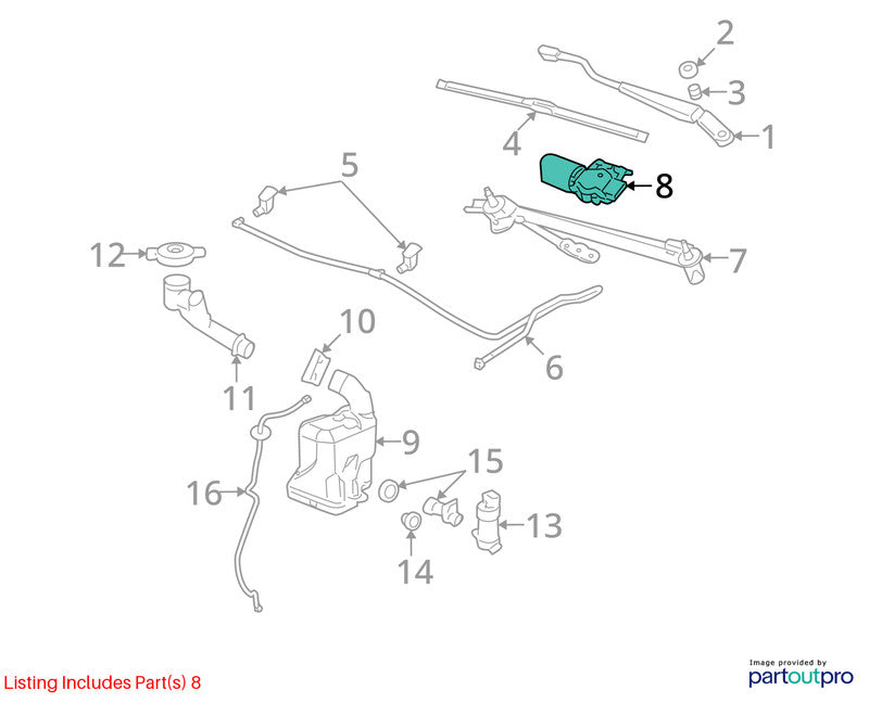 2009-2012 Chevrolet Malibu Wiper Motor Front OEM#20907861