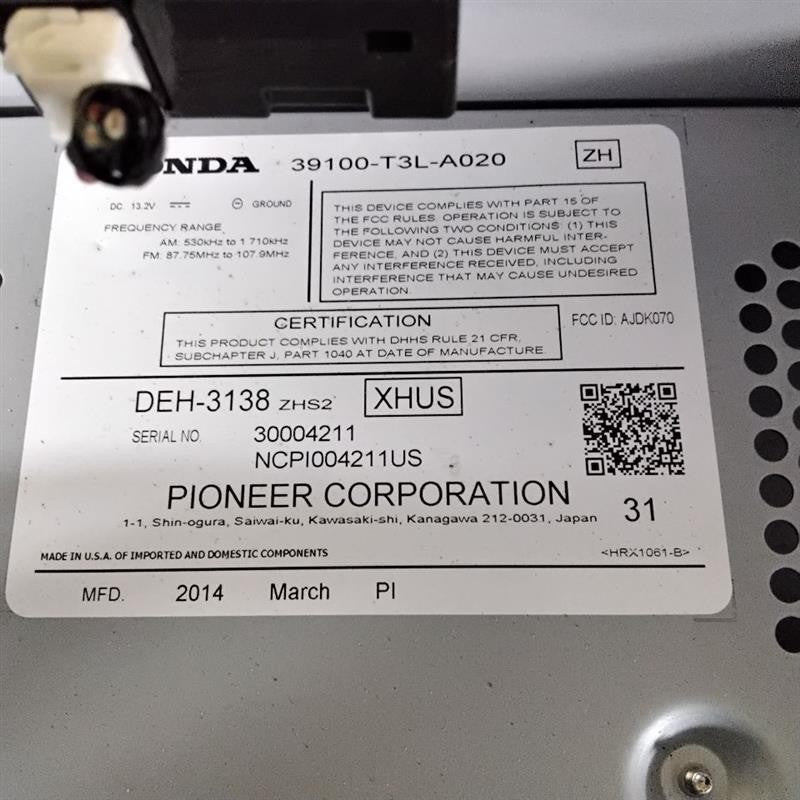 Audio & Visual Equip.(radio) HONDA ACCORD 14 15