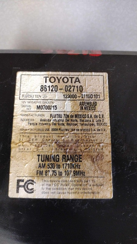 2009-2010 Toyota Matrix Audio & Visual Equip.(radio) OEM#8612002710