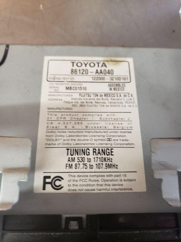 Audio & Visual Equip.(radio) TOYOTA CAMRY 02 03 04