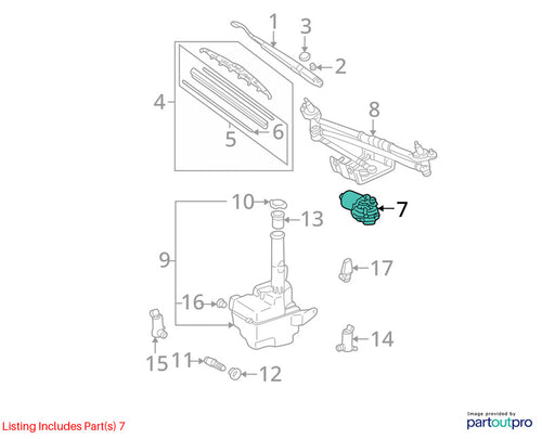 1998-2003 Toyota Sienna Wiper Motor Front OEM#8511008010
