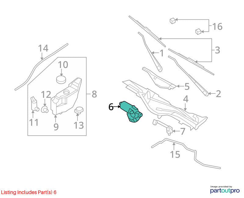 2003-2011 Ford Crown Victoria Wiper Motor Front OEM#8W7Z17508A