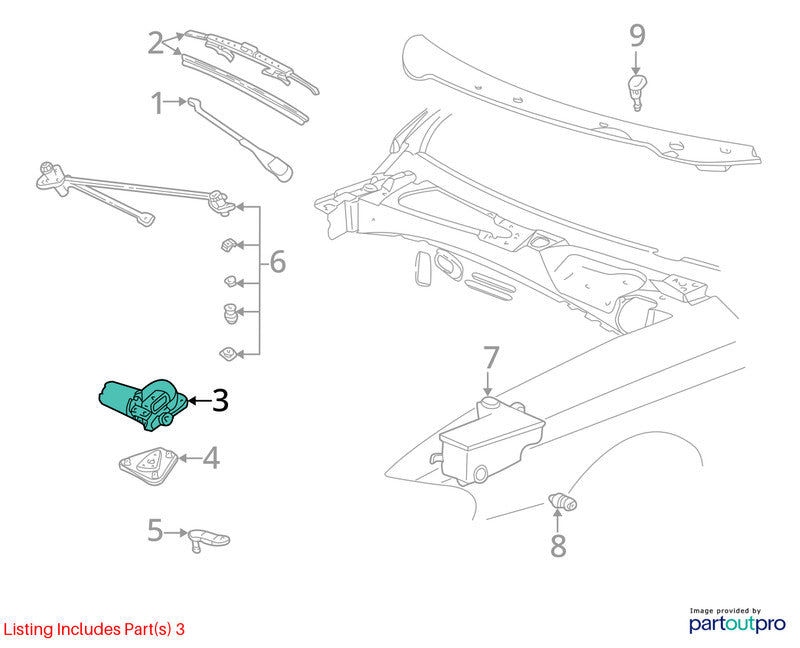 1994-2004 Ford Mustang Wiper Motor Front OEM#6U2Z17V508TARM