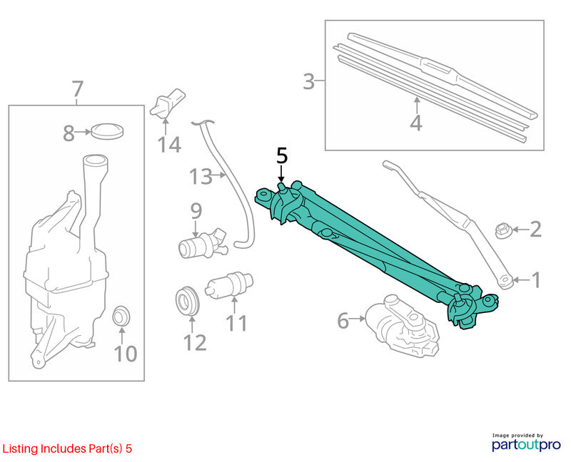Wiper Trans. Linkage TOYOTA CAMRY 12 13 14 15 16 17
