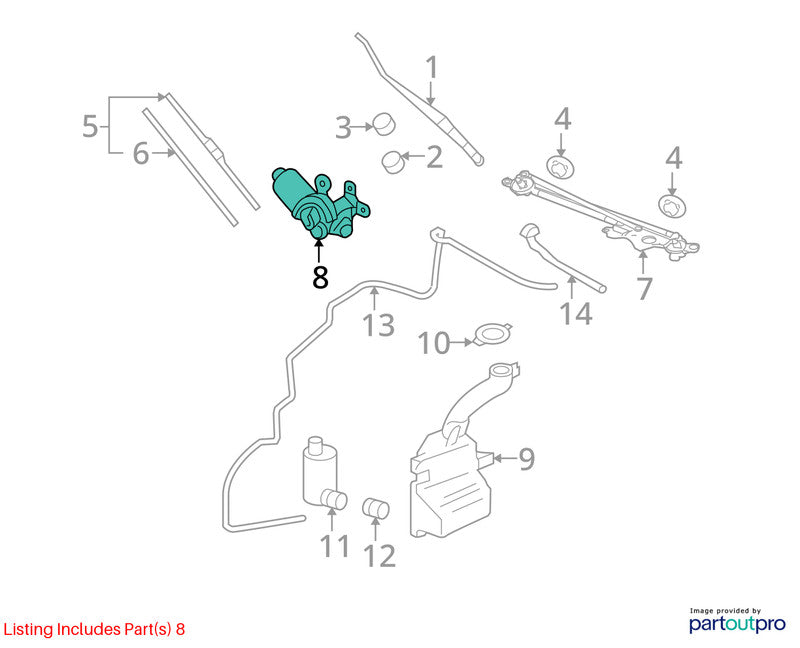 2006-2012 Mitsubishi Eclipse Wiper Motor Front OEM#8250A057