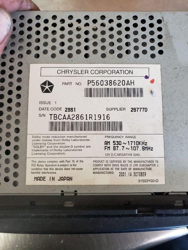 Audio & Visual Equip.(radio) CHRYSLER TOWN CNTRY 02 03 04 05 06 07
