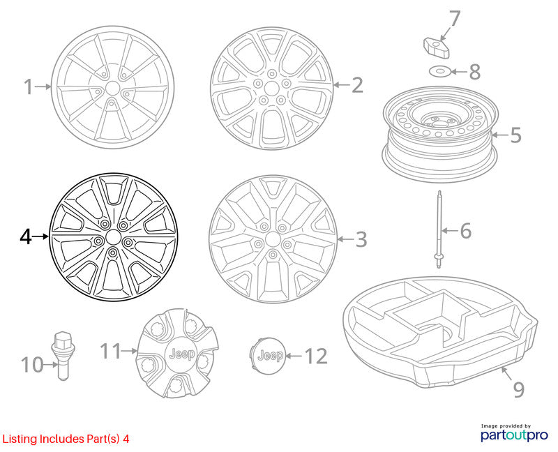 2014-2018 Jeep Cherokee Wheel OEM#5SN87AAAAB